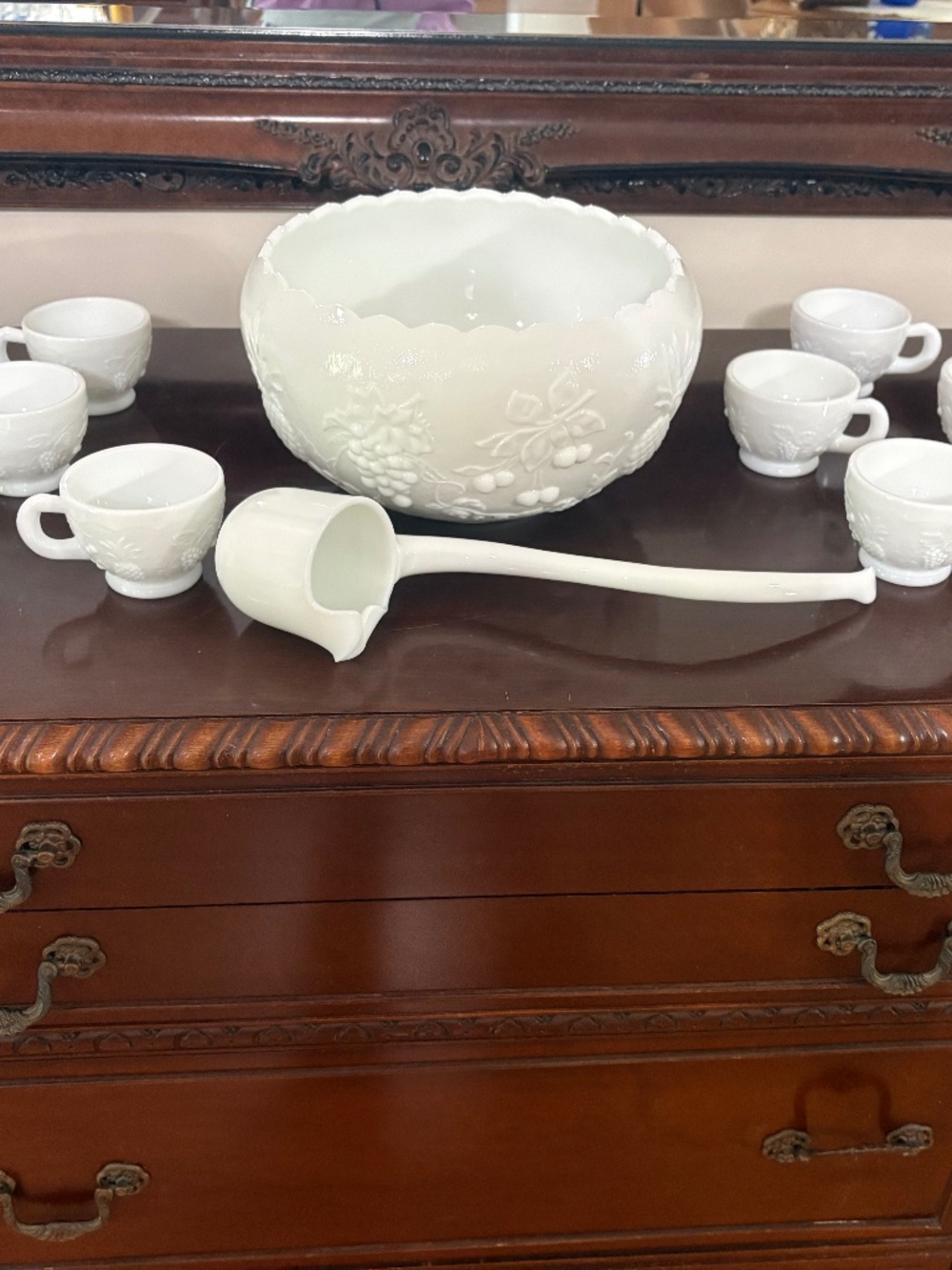Westmoreland white milk glass 3 fruit punch bowl